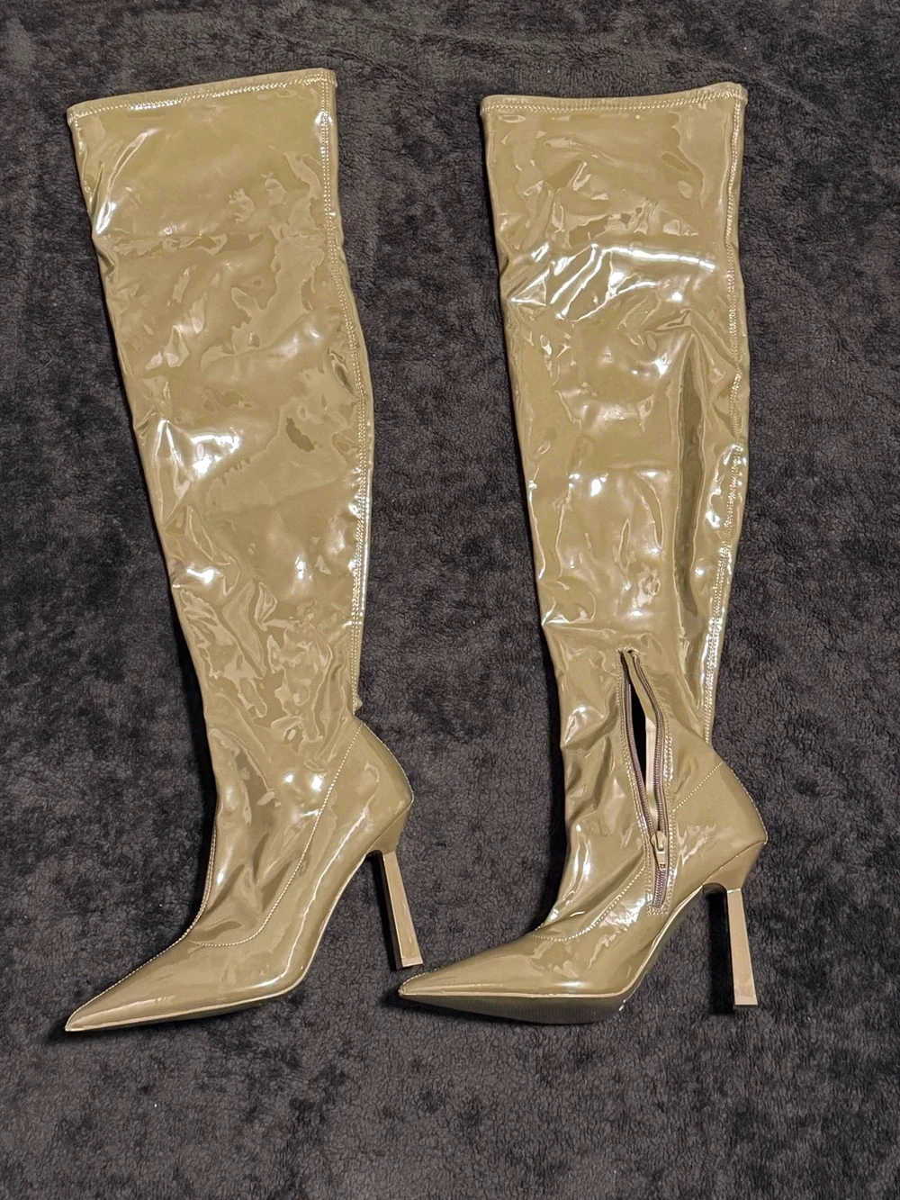 ALDO Olive Patent Over-the-Knee Stiletto Boots
